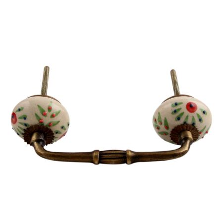 Pea Green Leaf Flower Ceramic Bridge Handle